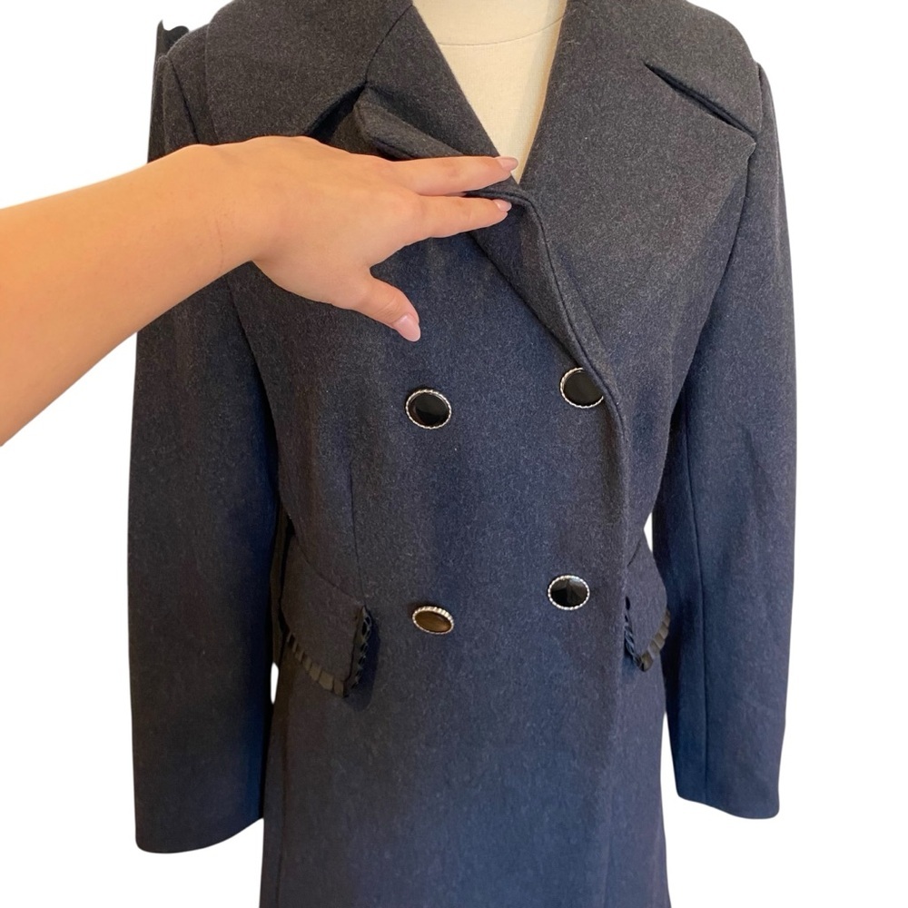Betsey Johnson Wool Longline Coat In Dark Grey Size 8 - Picture 3 of 12